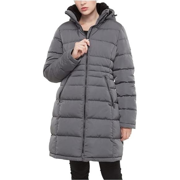 New Women's Maxi Winter Coat Long Puffer Jacket with Faux Fur Lined Hood